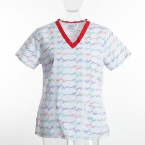 Colorful V-Neck Scrub Top Used 3/$23
